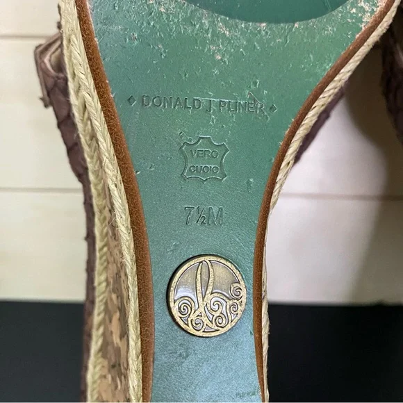 Donald Pliner Lisa Wedge Sandals Women's Size 7.5 Shoes Snakeskin Espadrille - Picture 10 of 11